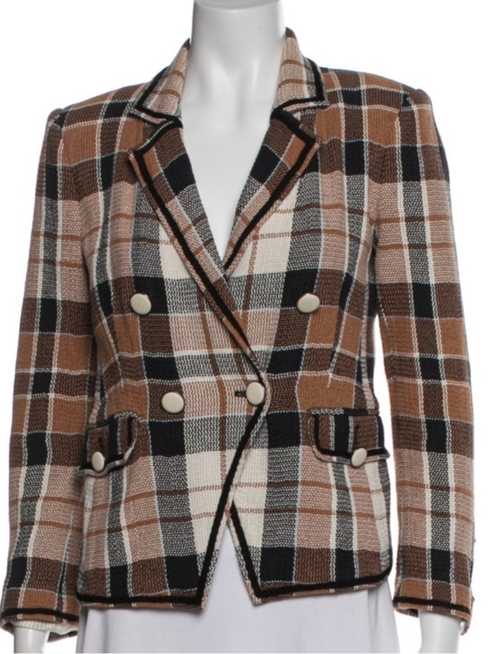 $698 Veronica Beard Utah plaid jacket blazer gorgeous luxe fabric white button 4 - Picture 9 of 15